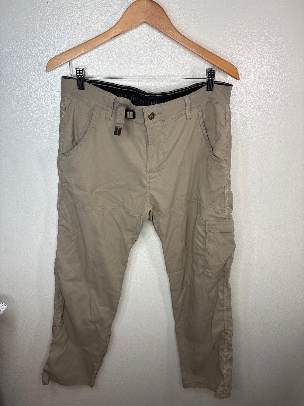 Prana Tan Cargo Snap Nylon Pants Men SIze 34Wx30L BLEMISH